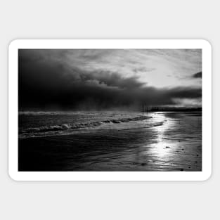 Storm Clouds on Cambois Beach in Monochrome Sticker